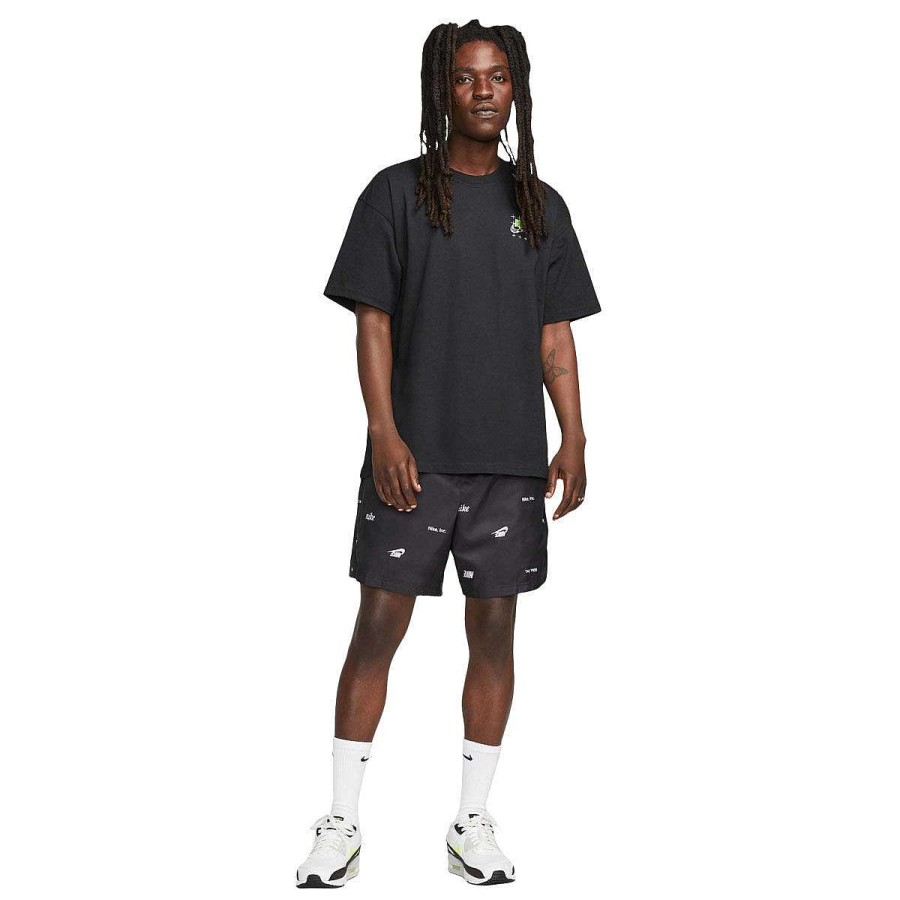 Men Nike Shorts | Nike Mens Club Woven Allover Print Flow Shorts Black/White