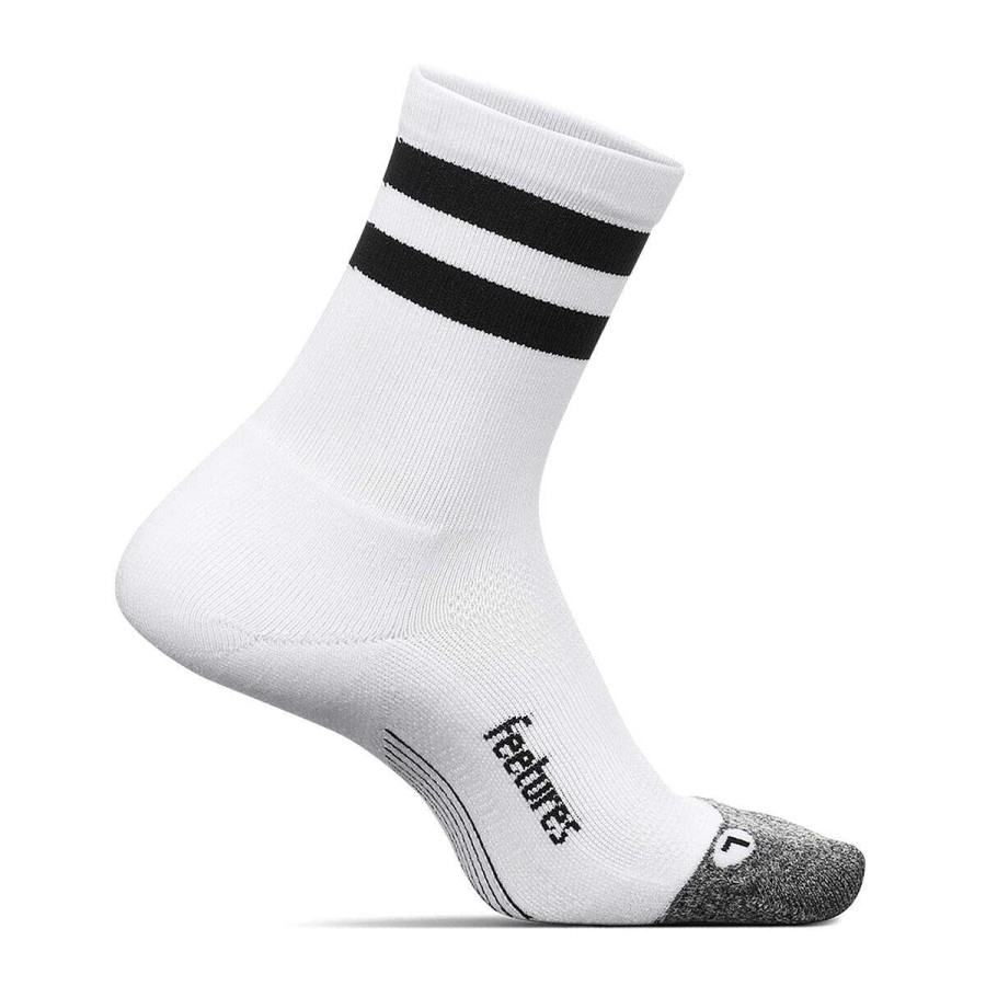 Men Feetures Socks | Feetures Elite Light Cushion Mini Crew Socks White