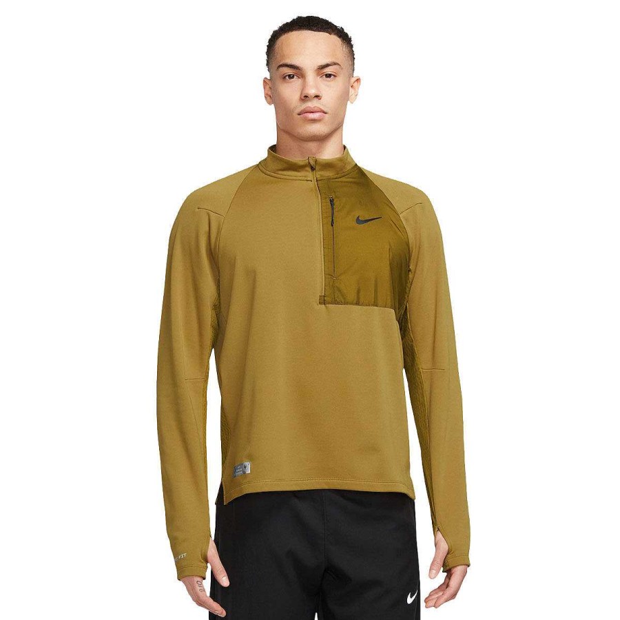 Men Nike Jackets | Nike Mens Run Division 1/2 Zip Midlayer Top Yellow