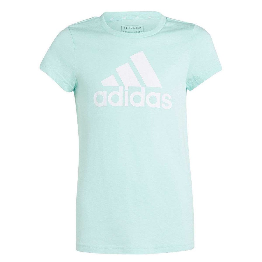 Kids adidas Activewear | Adidas Girls Essentials Big Logo Tee Aqua