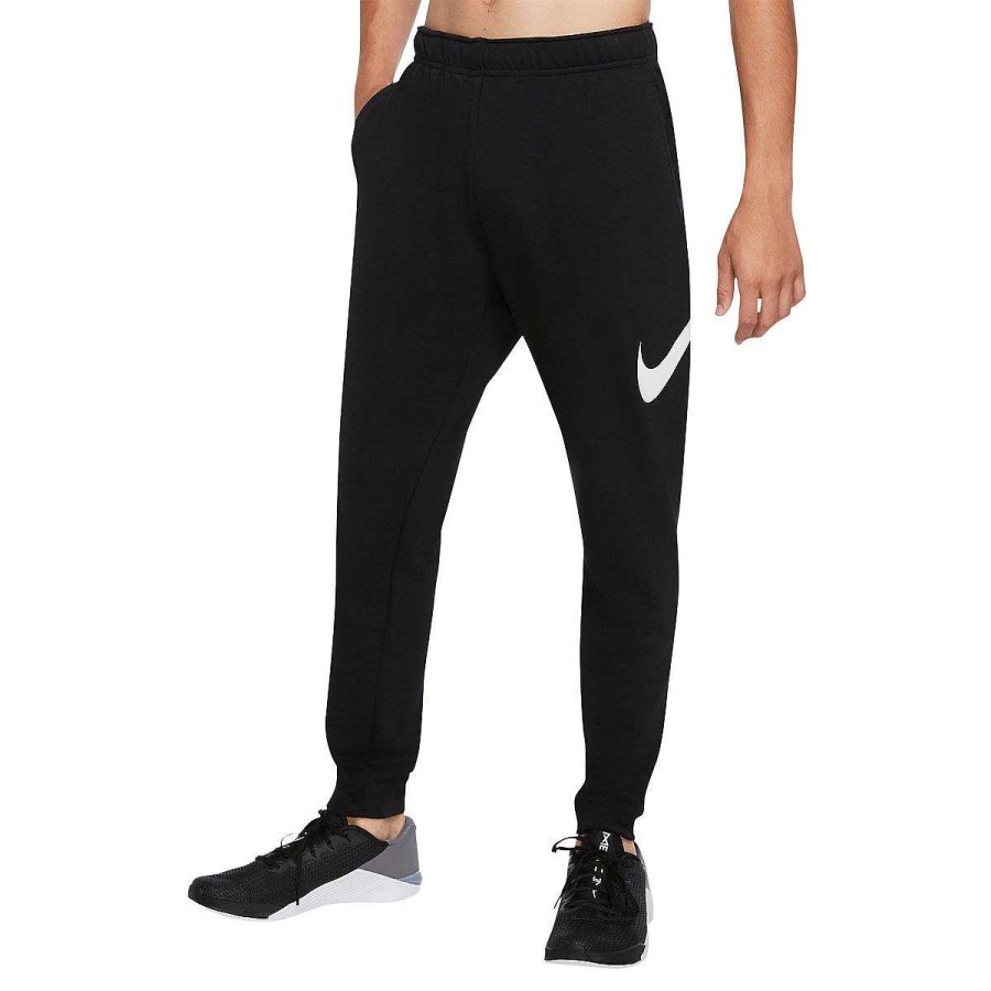 Men Nike Track Pants | Nike Mens Dry Graphic Tapered Fitness Pants Black