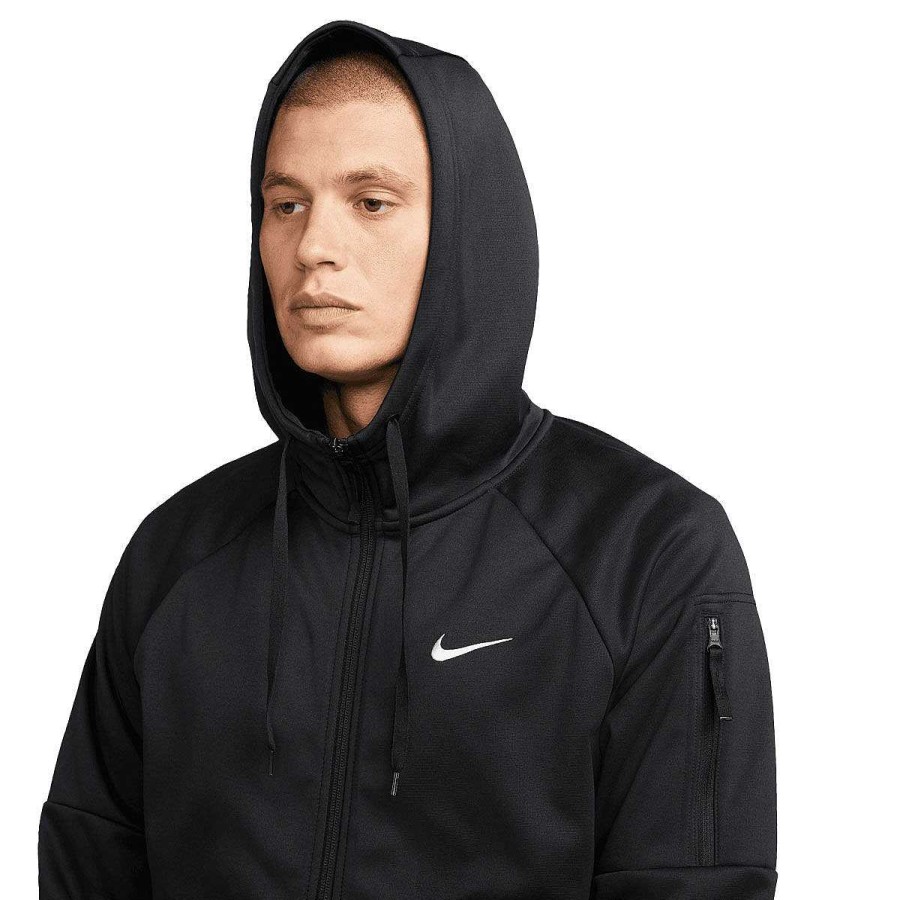 Men Nike Jackets | Nike Mens Therma-Fit Full-Zip Hoodie Black