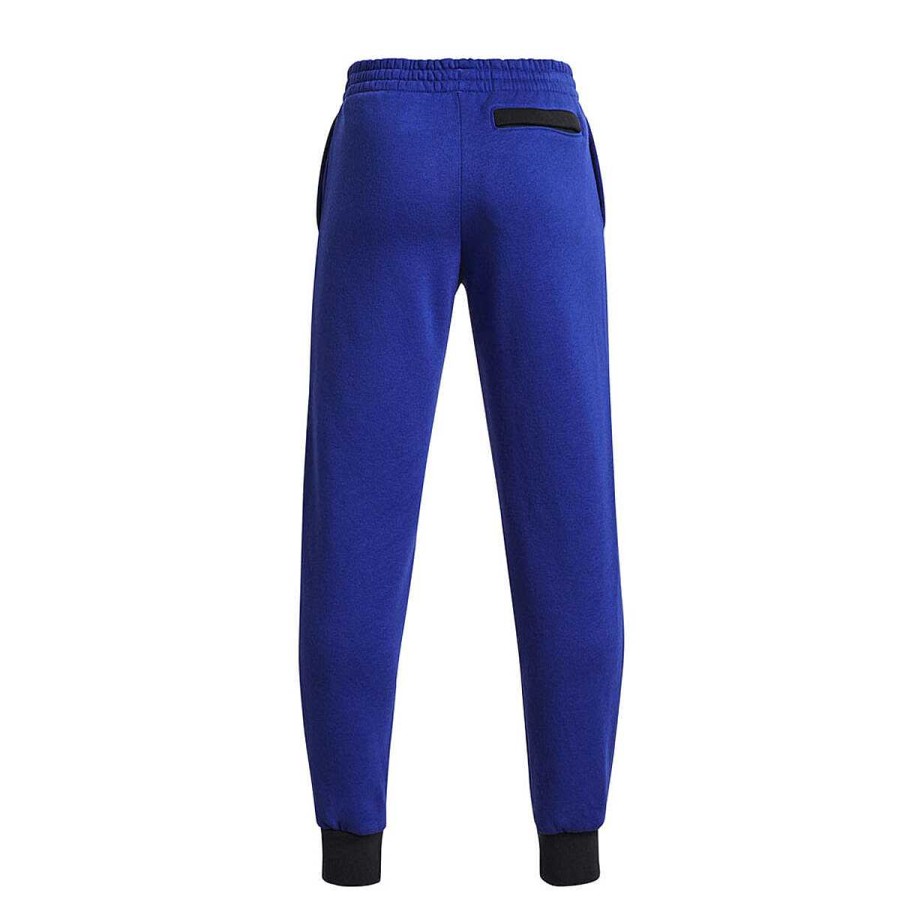 Kids Under Armour Track Pants | Under Armour Boys Ua Rival Fleece Script Jogger Pants Blue