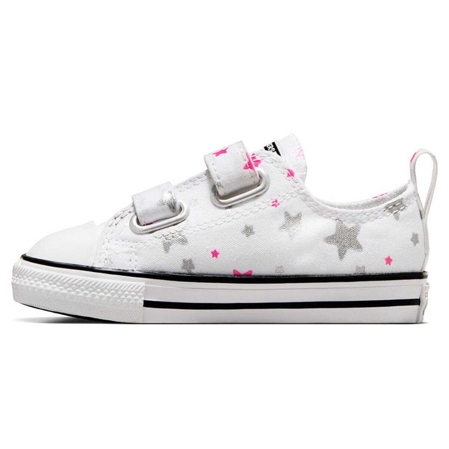 Kids Converse Girls Shoes | Converse Chuck Taylor All Star Easy On Sparkle Toddlers Shoes White/Silver