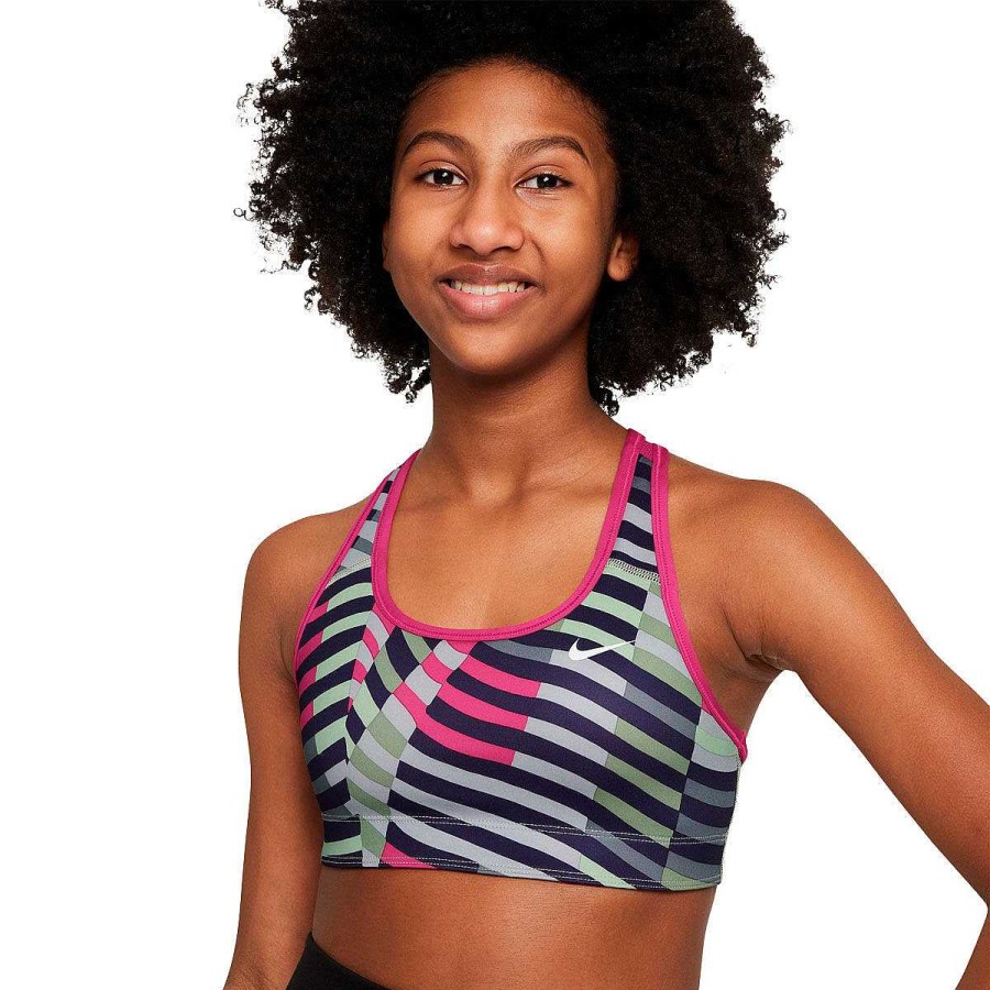 Kids Nike Activewear | Nike Girls Swoosh Reversible Bra Pink/Print