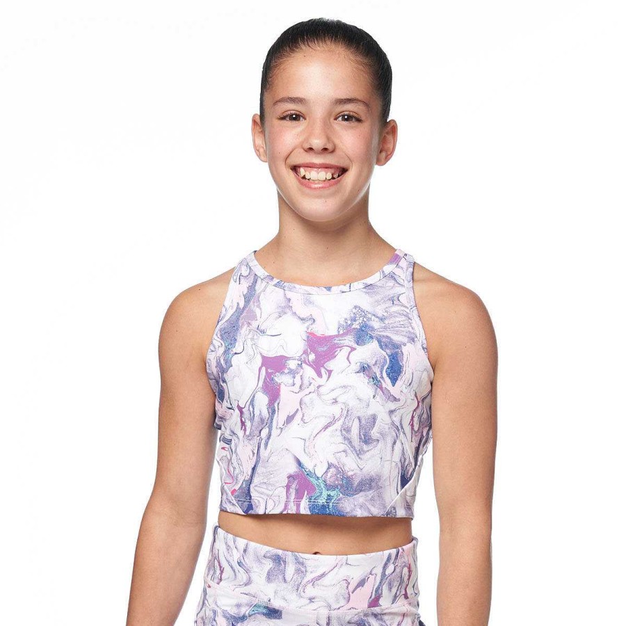 Kids ELL&VOO Bras & Crops | Ell & Voo Girls Kailee Crop Top 14 Print