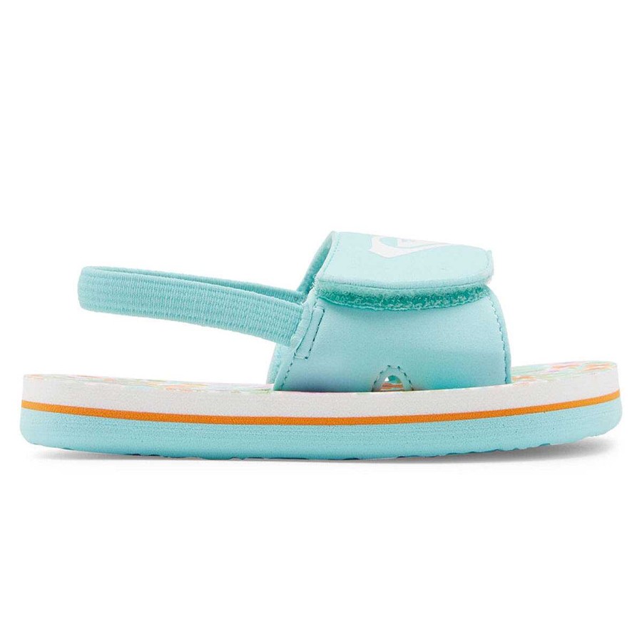 Kids ROXY Slides And Thongs | Roxy Finn Toddlers Sandals White/Turquoise