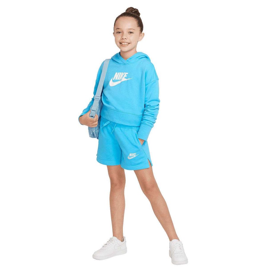 Kids Nike Hoodies & Sweatshirts | Nike Girls Sportswear Club French Terry Crop Hbr Hoodie Blue