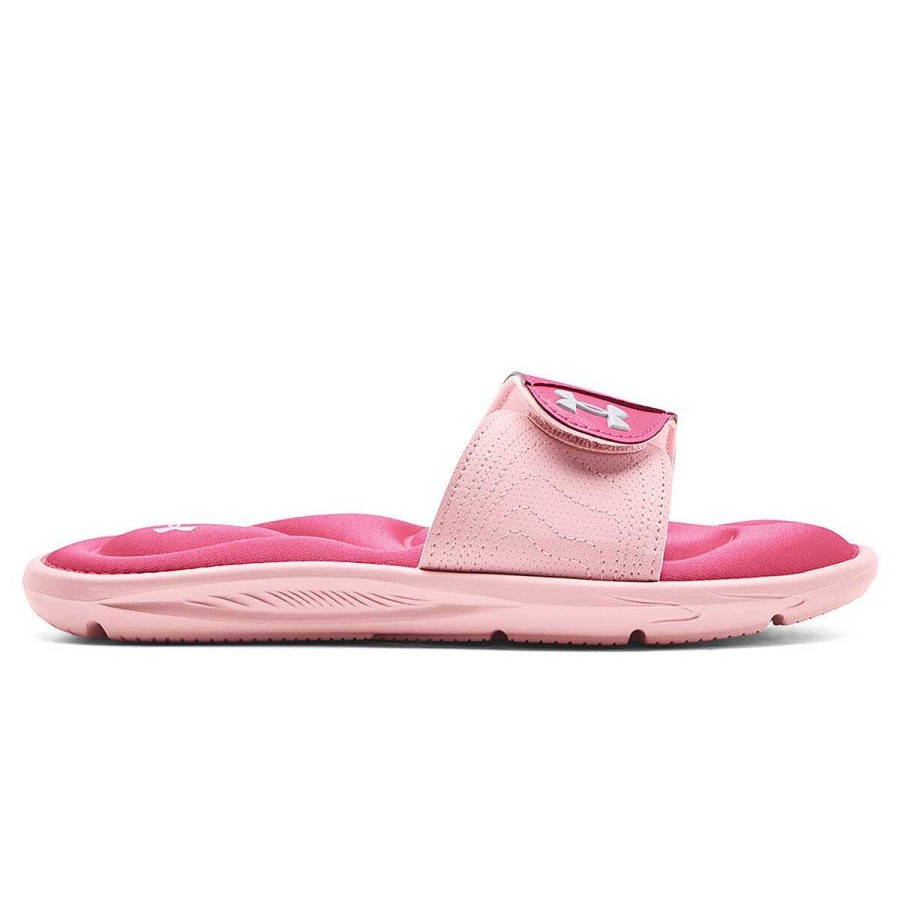 Kids Under Armour Slides And Thongs | Under Armour Ignite 9 Kids Slides Pink/White